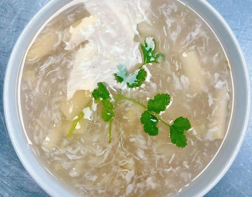 25. Crab Meat Soup with Bamboo Shoots.