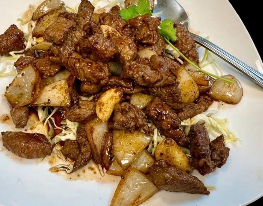 109. Cubed Beef (with Rice).