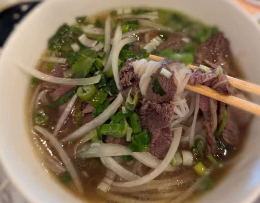 313. Pho - Beef Noodle Soup with Eye Round Steak and Meat Balls & Brisket.